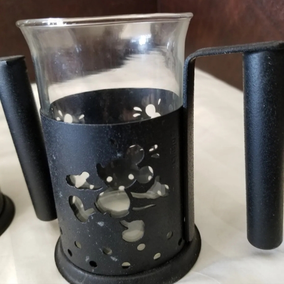 Disney Mickey Mouse Metal and Glass Irish Coffee Expresso Tea Mug Set Of 2 - Picture 7 of 7